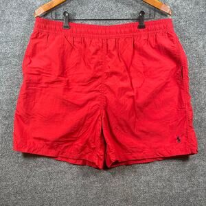 Polo Ralph Lauren Swim Shorts Men's XL Red Mesh Lined Drawstring Swimwear